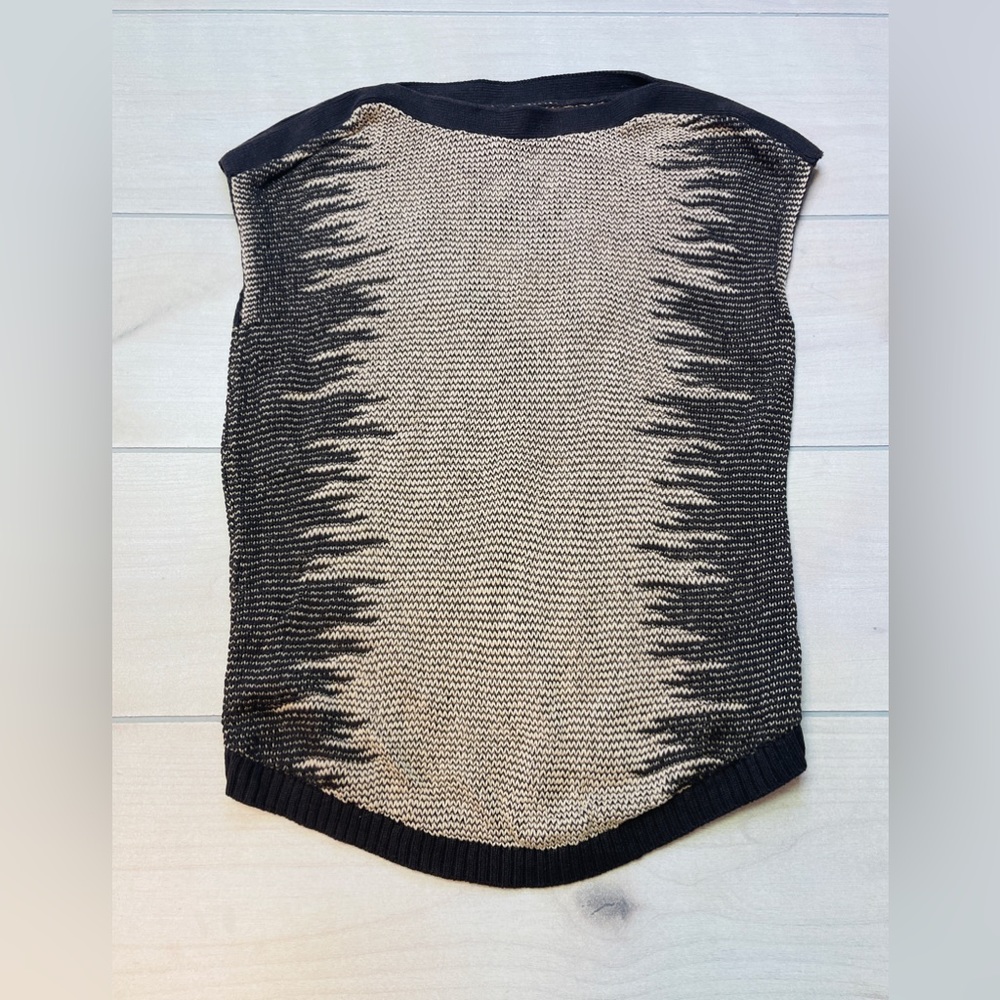Worthington Womens L Cap Sleeve Top Brown‎ Tiger Stripe Boatneck Sweater